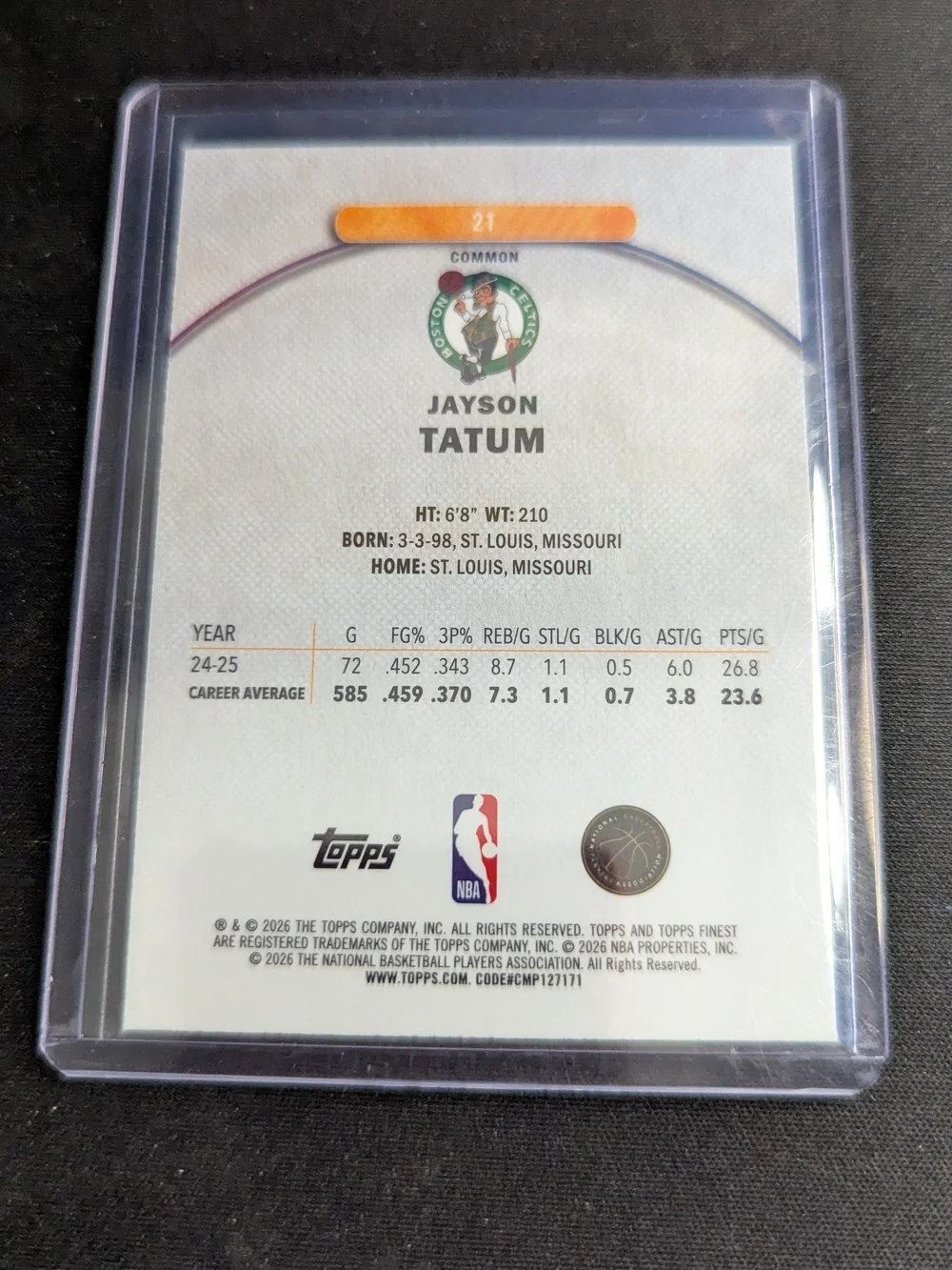 2026 Topps Finest Jayson Tatum #21